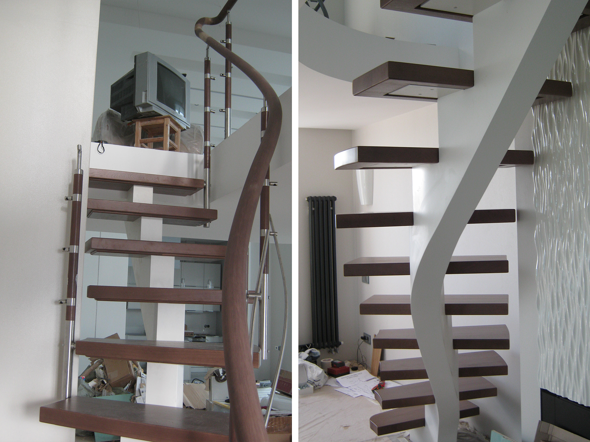 Лестница на металлическом косоуре изогнутой формы